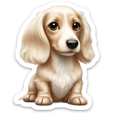 mini long haired puppy dachshund cream white colors sticker