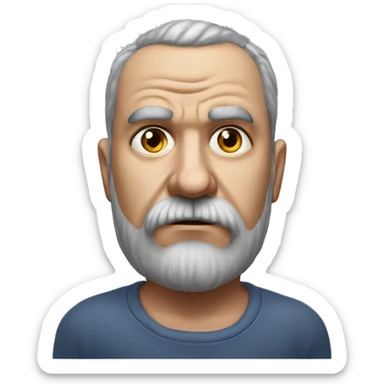 Photorealism A plump serious man of Slavic appearance with litle eyes with beard and mustache, with a  short haircut, big detailed face, wrinkled face sticker