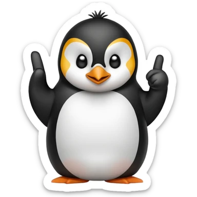 Penguin throwing up the middle finger with an angry look on his face sticker