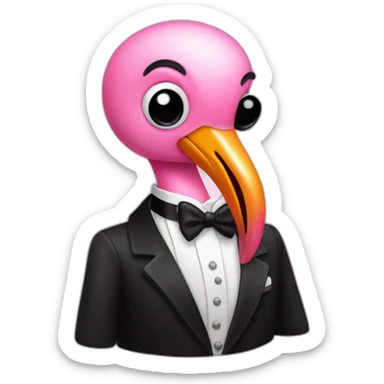 flamingo in a tux sticker