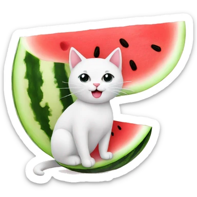 a watermelon on a cat sticker
