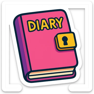 a pink diary, vibrant toon style sticker