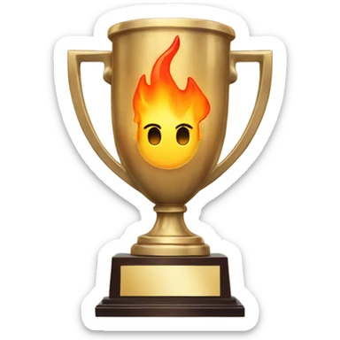 Trophy with fire flames with a plaque that reads FIRE  sticker