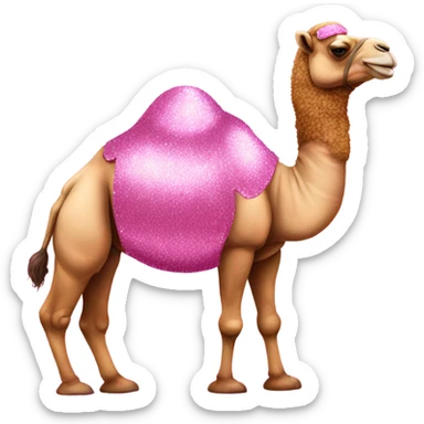 Pink 2 hump camel with glitter standing sticker
