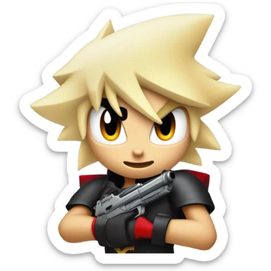 Shadow the hedgehog with a blaster sticker