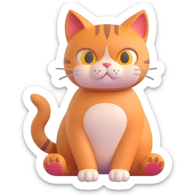 a frowning cat putting its paws together downward, looking very disappointed and sad, expressive face sticker