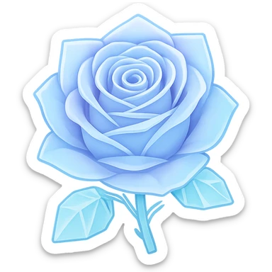 Make the rose made of ice pastel colored in the style of emoji, with no background. sticker