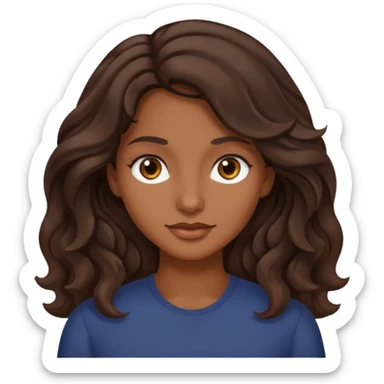 mujer trigueña oscura ,  pelo ondulado,  pelo largo  color marron oscuro, ojos marrones oscuro sticker