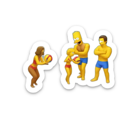 Simpsons playing beachvolleyball sticker