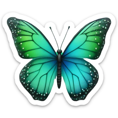 Blue and green ombre butterfly with sparkly wings sticker