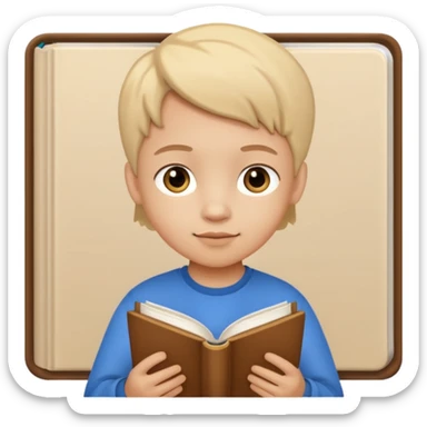 Ders çalışan çocuk elinde kitap oksun sticker