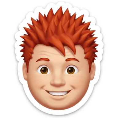 fat spiky haired happy man, red haired sticker