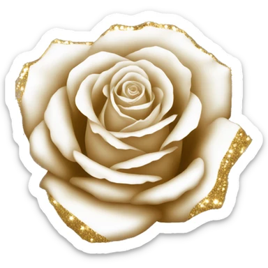 White end gold rose with glitters sticker