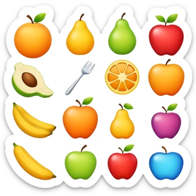 12 object emojis.
One different color.
No faces.
Clean background. sticker