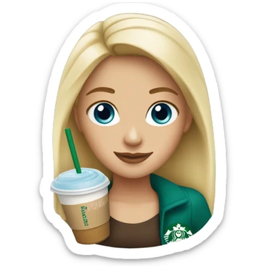 Starbucks cup drink with blonde girl blue eyes  sticker