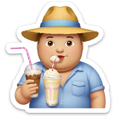 A fat person having a milk shake sticker