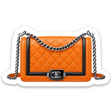 chanel le boy orange color bag sticker