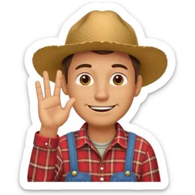 combination of these 👨‍🌾😄 with 🤔 gesture; a and under his face and thinking sticker