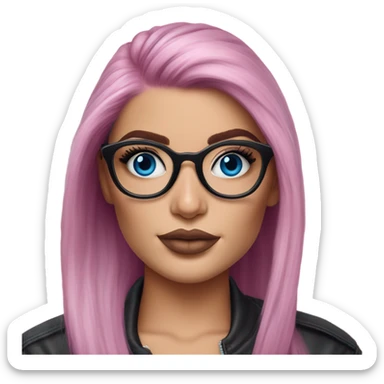 Photo Realistic kylie jenner stylish pink hair BLUE eyes and glasses  sticker