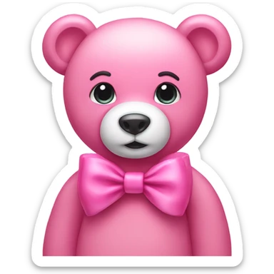 Pink bear with bow  sticker