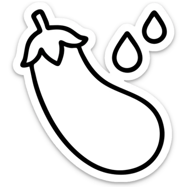 outlined eggplant with water droplets icon sticker