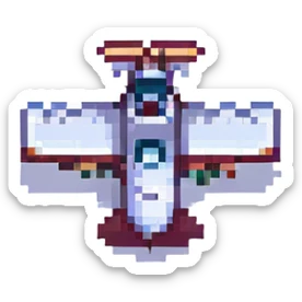 pixel art airplane, classic video game style sticker