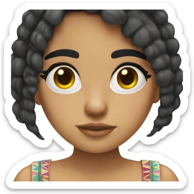 Mexican girl with black hair and long eyelashes  sticker