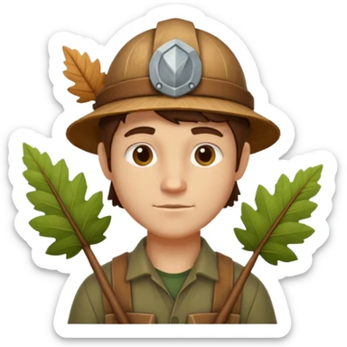 forest carpenter portrait, head and shoulders only, natural wooden accessories, leaf details, earthy tones, nature-crafted vibe, 3D cartoon, mobile game icon style, clean background, no text, no watermark
 sticker
