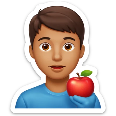 Guy eating apple sticker