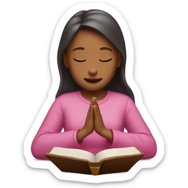 Girl with bible praying to God pink sticker