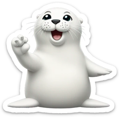The white Seal waves its paw sticker