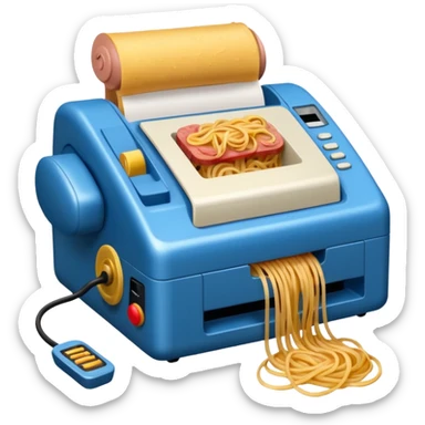 fax machine made of spam meat with spaghetti coming out sticker