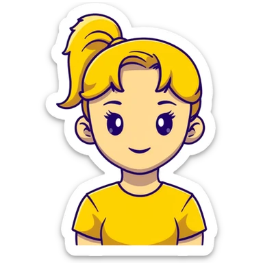 girl avatar with ponytail and yellow t-shirt sticker