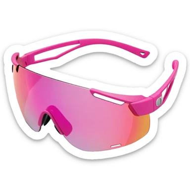 sporty pink shield visor sunglasses with aerodynamic shape, athletic design, wraparound one-piece lens sticker