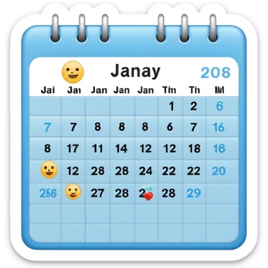 January calendar flat emojy style just writte Jan 2026. More flat style Just JAN 2026 should be on it. No need for days , shoujdbe JAn 2026 written in the middele of the icon sticker