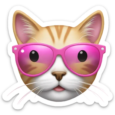 Cat with sunglasses pink and whit  sticker