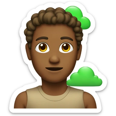 Brown guy with green cloud coming off of him sticker