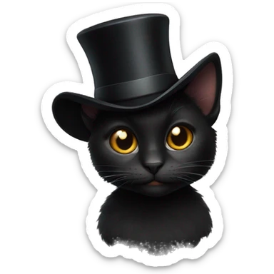 a black cat wearing a top hat sticker