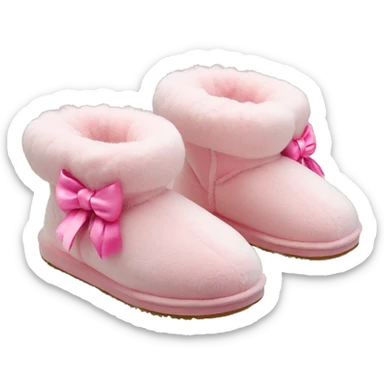 fluffy mini boot ugg slippers with pink bows on the back sticker