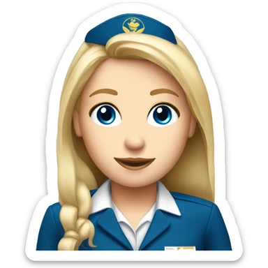 long blonde hair blue eyed girl flight attendant sticker