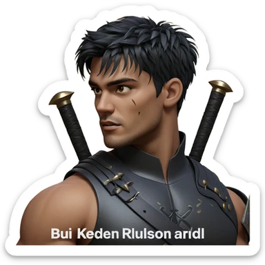 warrior with sword and scars sticker