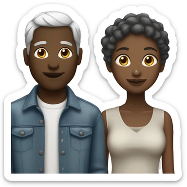 Black Girlfriend - White boy friend,  both with gray Hair sticker