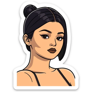 Kylie Jenner with a low bun sticker
