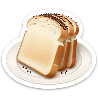 Slice of white bread on a white plate with chocolate sprinkles on top sticker