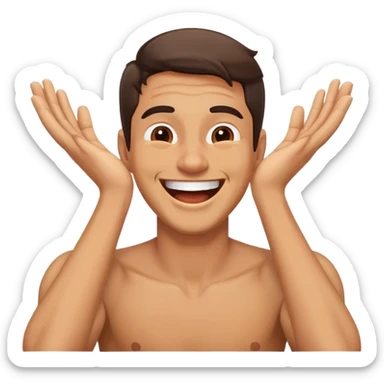 guy laughing with his hands on his neck sticker