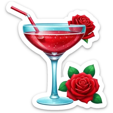 Glittery with roses red mocktail sticker