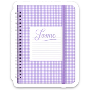 Cute  journal cover, pastel purple gingham pattern
Handwritten feminine typography, soft aesthetic, cozy girl vibe
Clean product mockup, minimal shadows, lifestyle stationery style sticker