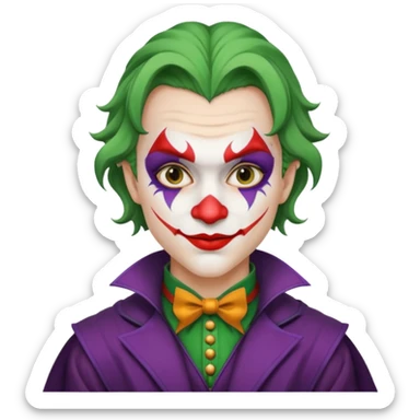crazy colorful human jolly joker from poker, medieval, vintage sticker