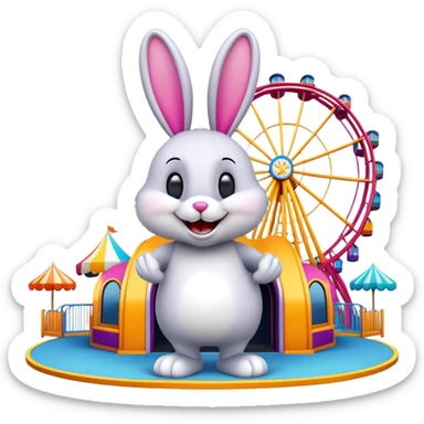 fun amusement park entrance with a bunny mascot, inspired by Walibi sticker