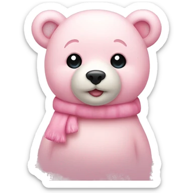 cute light pink Christmas bear sticker